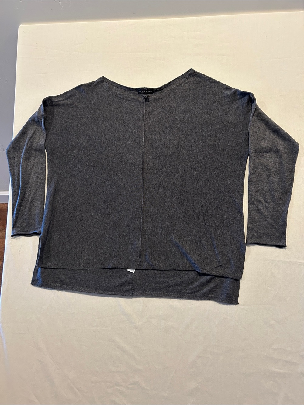 Eileen Fisher Women's Charcoal Gray Lightweight Long-Sleeve Top